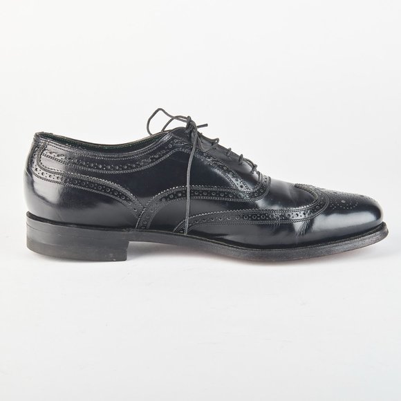 Florsheim Imperial Men\'s Black Calf Wingtip Oxfords  10 D w/ Shoe Trees & Bags!!